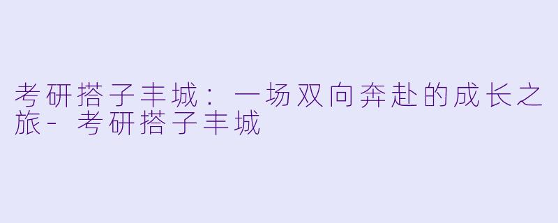 考研搭子丰城：一场双向奔赴的成长之旅-考研搭子丰城