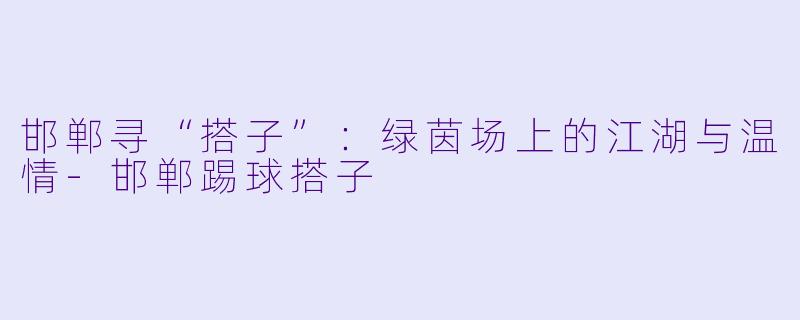 邯郸寻“搭子”：绿茵场上的江湖与温情-邯郸踢球搭子