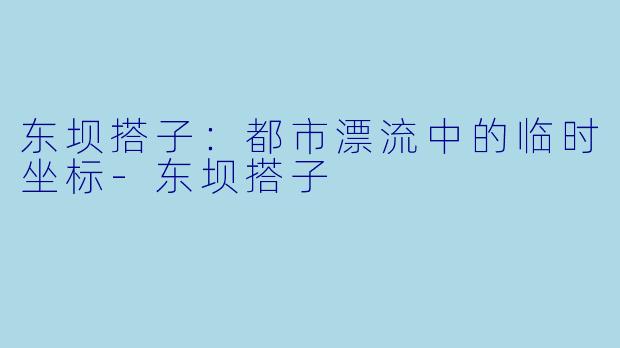 东坝搭子:都市漂流中的临时坐标-东坝搭子
