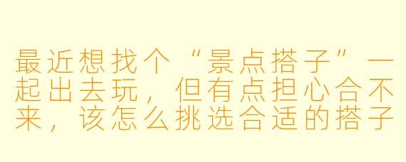 最近想找个“景点搭子”一起出去玩，但有点担心合不来，该怎么挑选合适的搭子才能让旅行更愉快呢？
