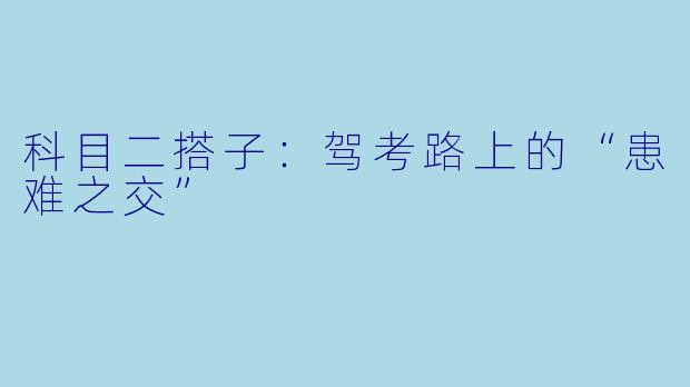 科目二搭子:驾考路上的“患难之交”
