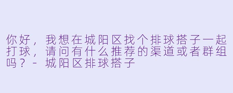 你好,我想在城阳区找个排球搭子一起打球,请问有什么推荐的渠道或者群组吗?-城阳区排球搭子