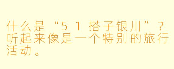 什么是“51搭子银川”？听起来像是一个特别的旅行活动。