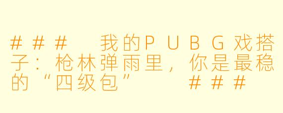 ###
我的PUBG戏搭子:枪林弹雨里,你是最稳的“四级包”
###