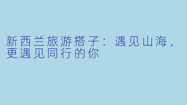 新西兰旅游搭子:遇见山海,更遇见同行的你