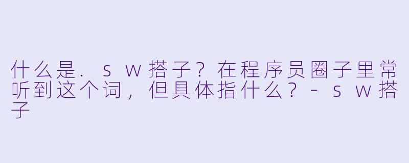 什么是.sw搭子？在程序员圈子里常听到这个词，但具体指什么？-sw搭子