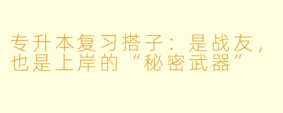 专升本复习搭子：是战友，也是上岸的“秘密武器”