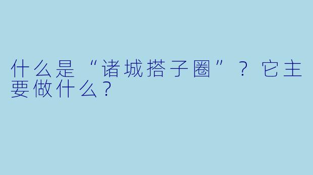 什么是“诸城搭子圈”？它主要做什么？