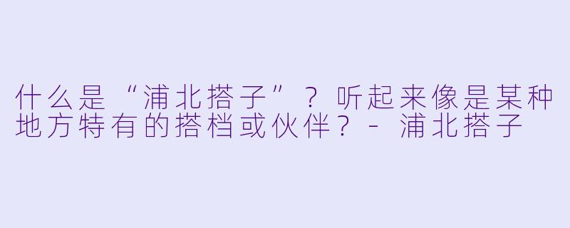 什么是“浦北搭子”？听起来像是某种地方特有的搭档或伙伴？-浦北搭子