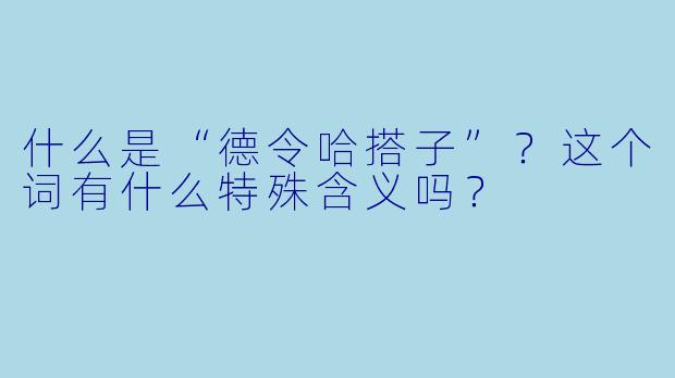 什么是“德令哈搭子”？这个词有什么特殊含义吗？