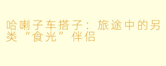 哈喇子车搭子：旅途中的另类“食光”伴侣