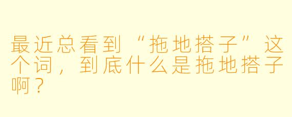 最近总看到“拖地搭子”这个词,到底什么是拖地搭子啊?