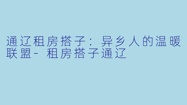 通辽租房搭子:异乡人的温暖联盟-租房搭子通辽