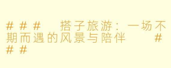 ###
搭子旅游：一场不期而遇的风景与陪伴

###