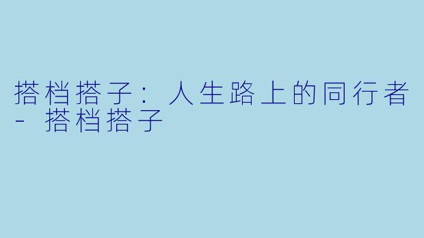 搭档搭子：人生路上的同行者-搭档搭子