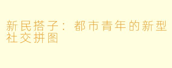 新民搭子:都市青年的新型社交拼图