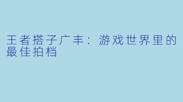 王者搭子广丰：游戏世界里的最佳拍档