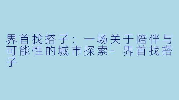 界首找搭子：一场关于陪伴与可能性的城市探索-界首找搭子