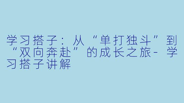 学习搭子:从“单打独斗”到“双向奔赴”的成长之旅-学习搭子讲解