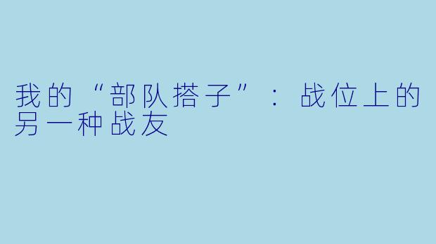 我的“部队搭子”：战位上的另一种战友