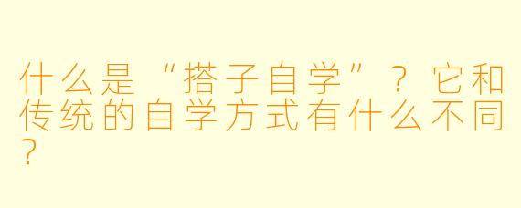 什么是“搭子自学”？它和传统的自学方式有什么不同？