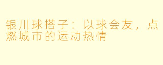 银川球搭子：以球会友，点燃城市的运动热情