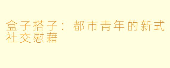 盒子搭子:都市青年的新式社交慰藉