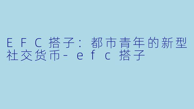 EFC搭子:都市青年的新型社交货币-efc搭子