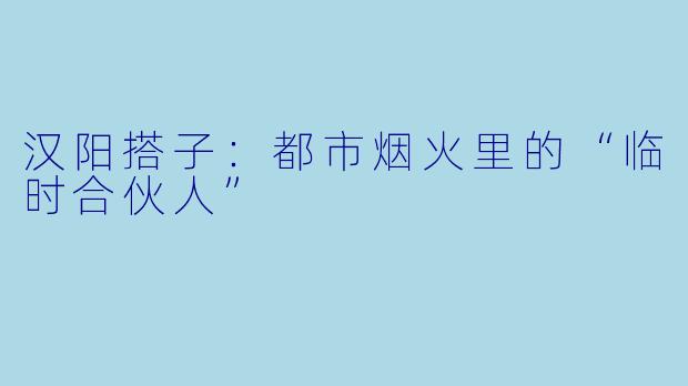 汉阳搭子：都市烟火里的“临时合伙人”