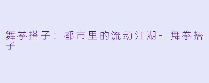 舞拳搭子:都市里的流动江湖-舞拳搭子
