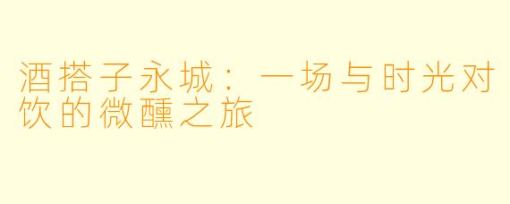 酒搭子永城:一场与时光对饮的微醺之旅