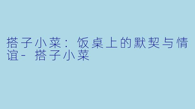 搭子小菜：饭桌上的默契与情谊-搭子小菜