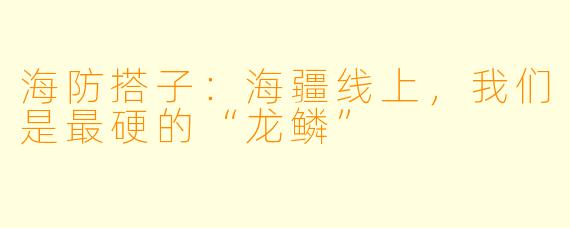 海防搭子：海疆线上，我们是最硬的“龙鳞”