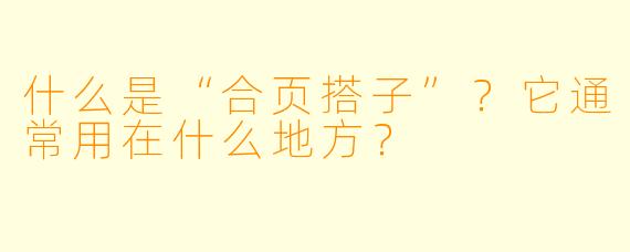 什么是“合页搭子”?它通常用在什么地方?
