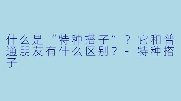 什么是“特种搭子”？它和普通朋友有什么区别？