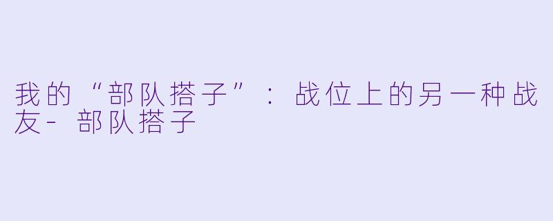 我的“部队搭子”：战位上的另一种战友-部队搭子
