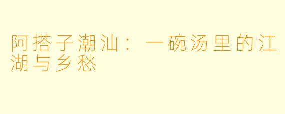 阿搭子潮汕：一碗汤里的江湖与乡愁