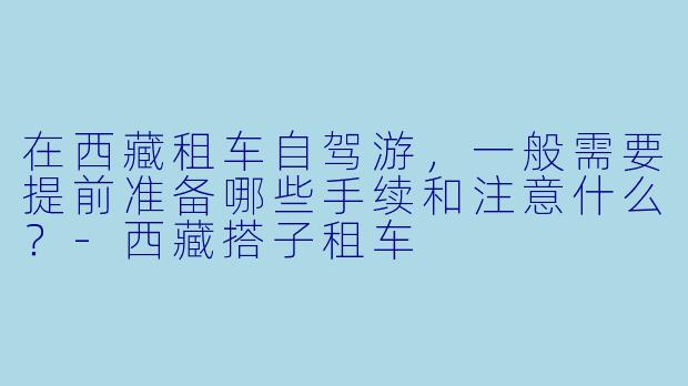 在西藏租车自驾游，一般需要提前准备哪些手续和注意什么？-西藏搭子租车