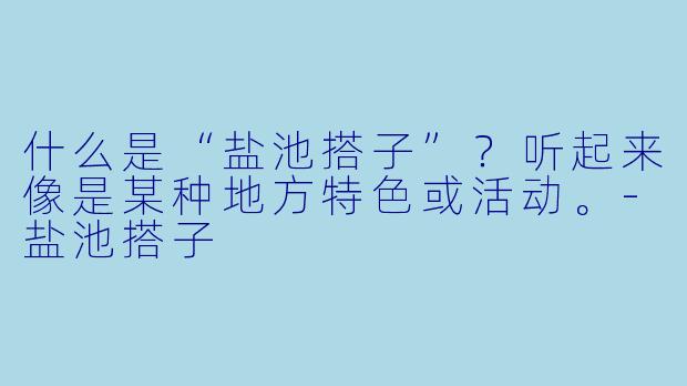 什么是“盐池搭子”？听起来像是某种地方特色或活动。-盐池搭子