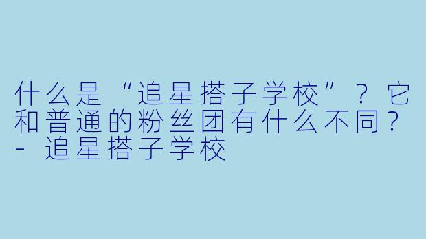 什么是“追星搭子学校”?它和普通的粉丝团有什么不同?-追星搭子学校