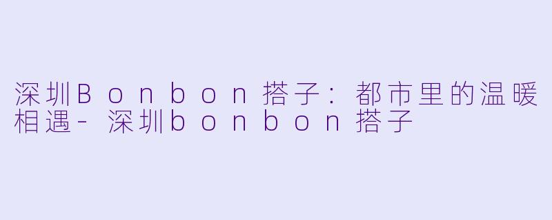 深圳Bonbon搭子：都市里的温暖相遇-深圳bonbon搭子