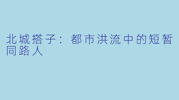 北城搭子：都市洪流中的短暂同路人