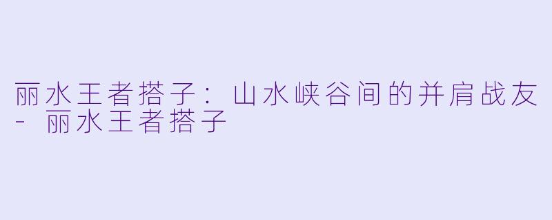 丽水王者搭子:山水峡谷间的并肩战友-丽水王者搭子