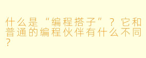 什么是“编程搭子”？它和普通的编程伙伴有什么不同？