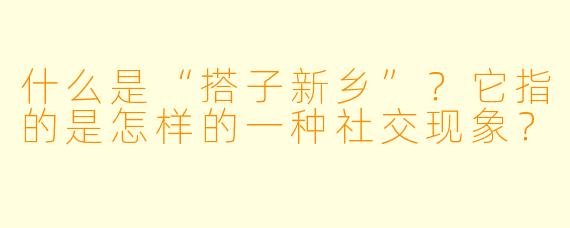 什么是“搭子新乡”?它指的是怎样的一种社交现象?