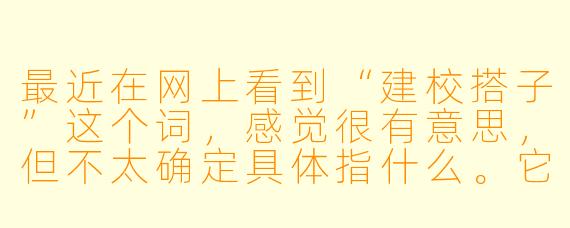 最近在网上看到“建校搭子”这个词,感觉很有意思,但不太确定具体指什么。它是指一起创业开公司的伙伴吗?还是有什么特别的含义?