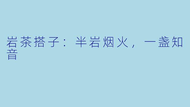 岩茶搭子：半岩烟火，一盏知音