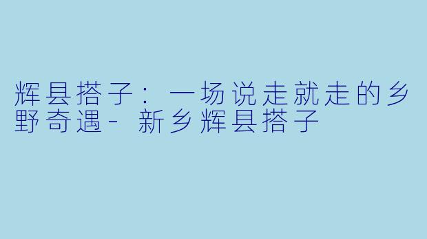 辉县搭子:一场说走就走的乡野奇遇-新乡辉县搭子