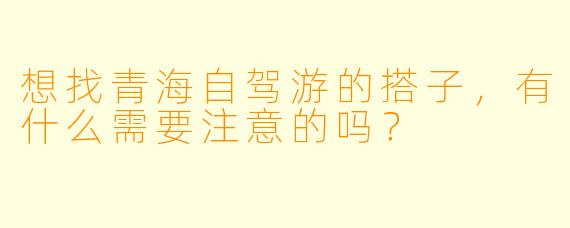 想找青海自驾游的搭子，有什么需要注意的吗？
