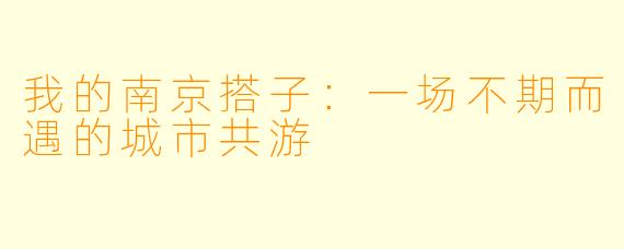 我的南京搭子：一场不期而遇的城市共游